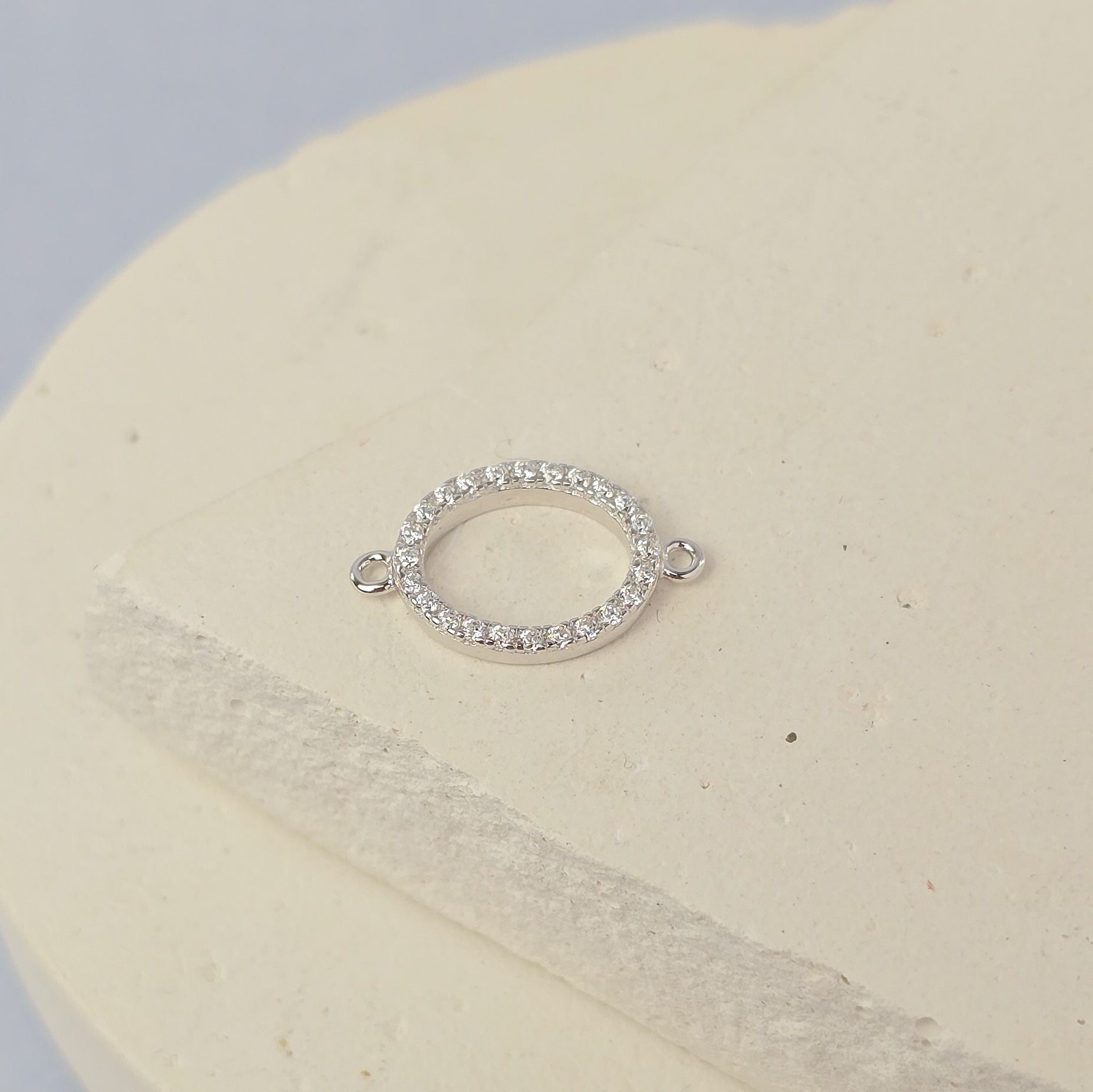 Sterling Silver Oval Cubic Zirconia Connector