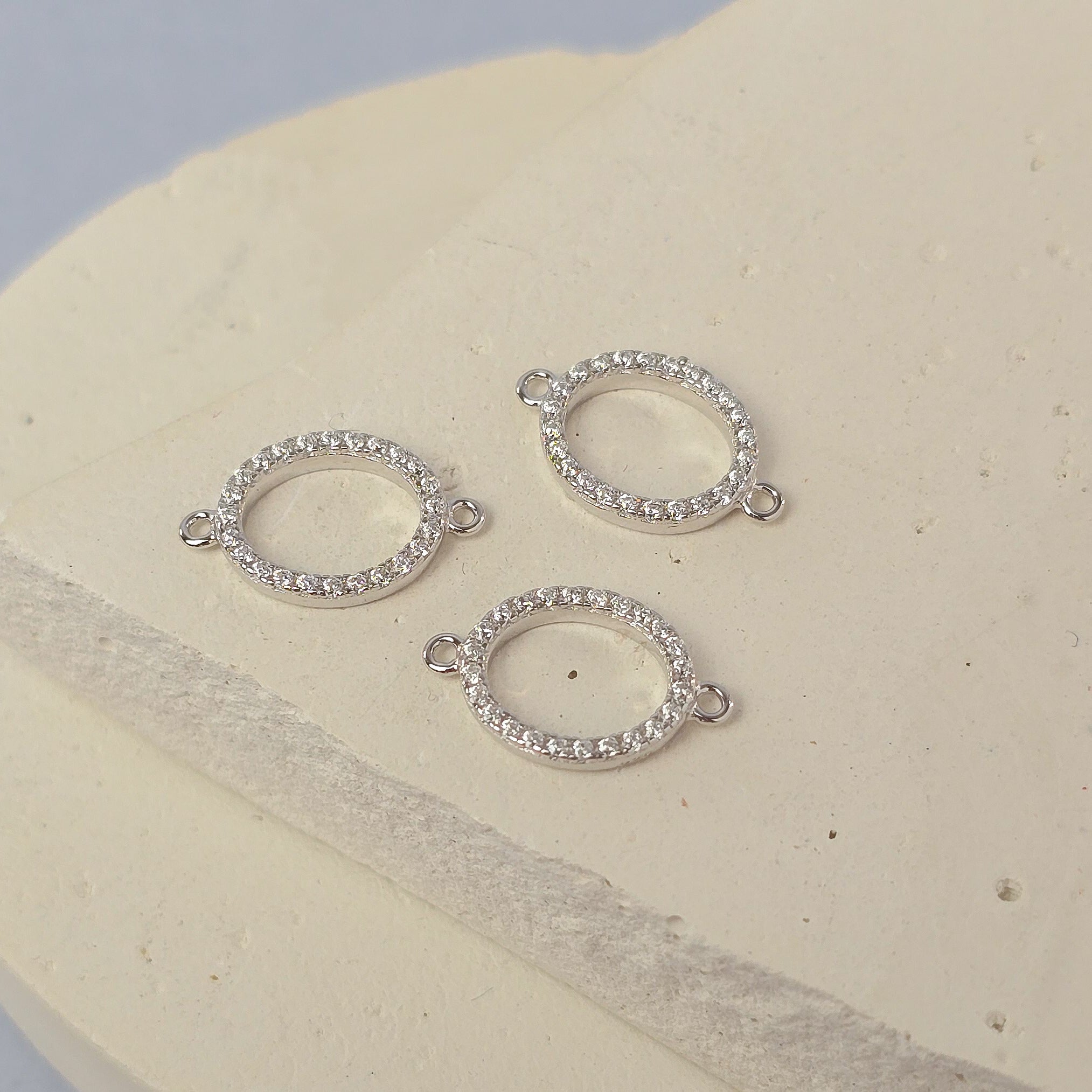 Sterling Silver Oval Cubic Zirconia Connector