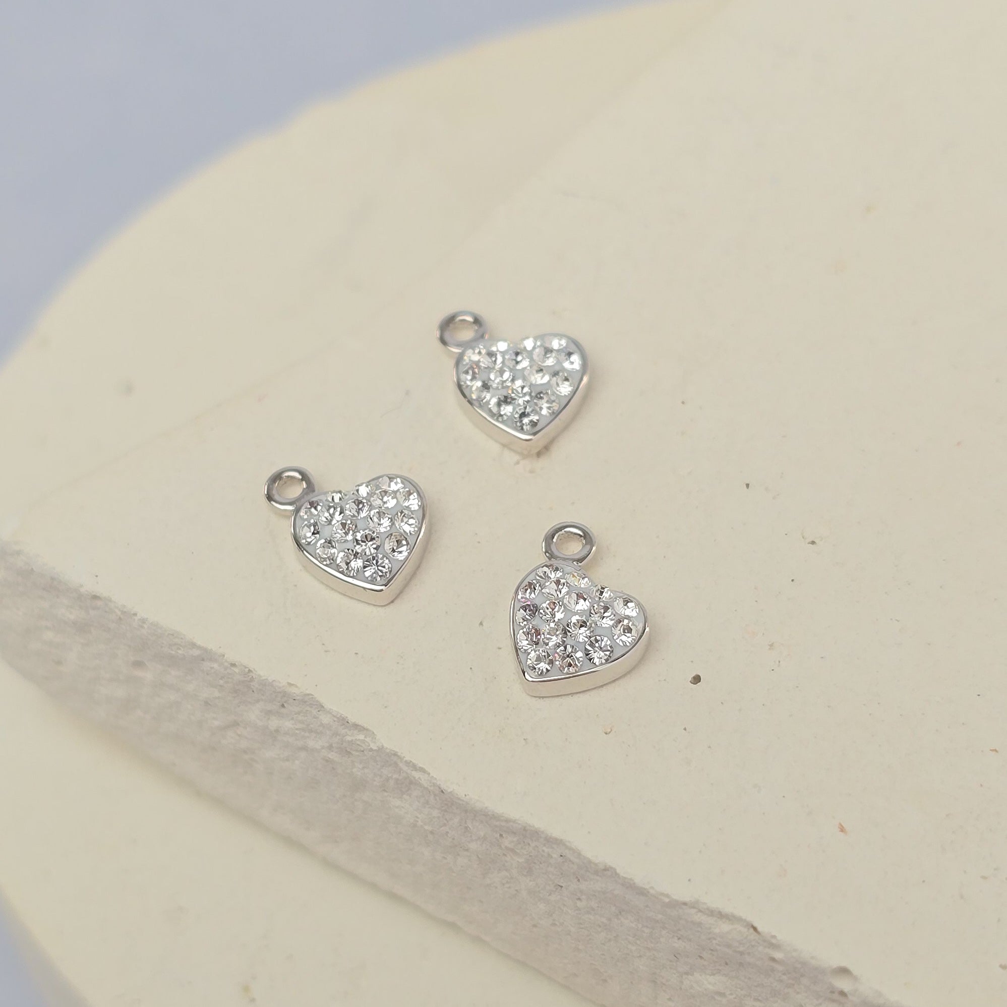 Sterling Silver Mini Crystal Heart Charm