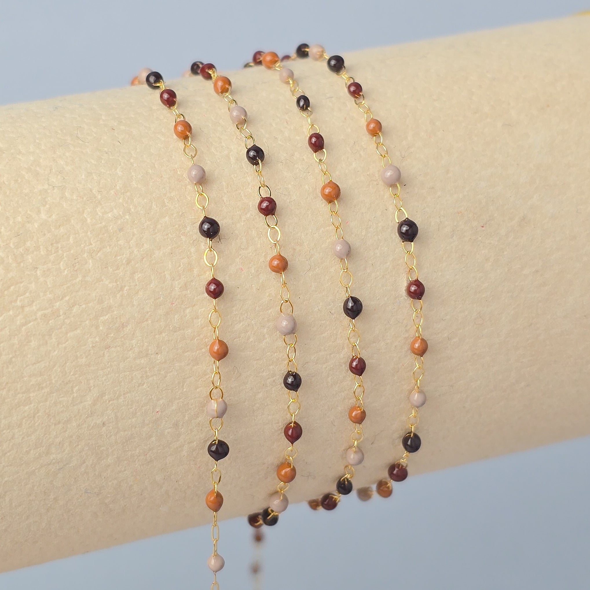1.5mm Cappuccino Enamel Flat Cable Chain 14K Gold Filled / 1 Meter