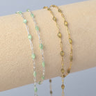 Stained Glass Peridot Enamel Sunburst & Paperclip Chain