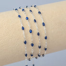 Stained Glass Sapphire Enamel Sunburst & Paperclip Chain 925 Sterling Silver / 1 Meter
