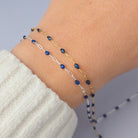 Stained Glass Sapphire Enamel Sunburst & Paperclip Chain
