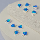 4mm Opal Heart Charm Sterling Silver / Blue