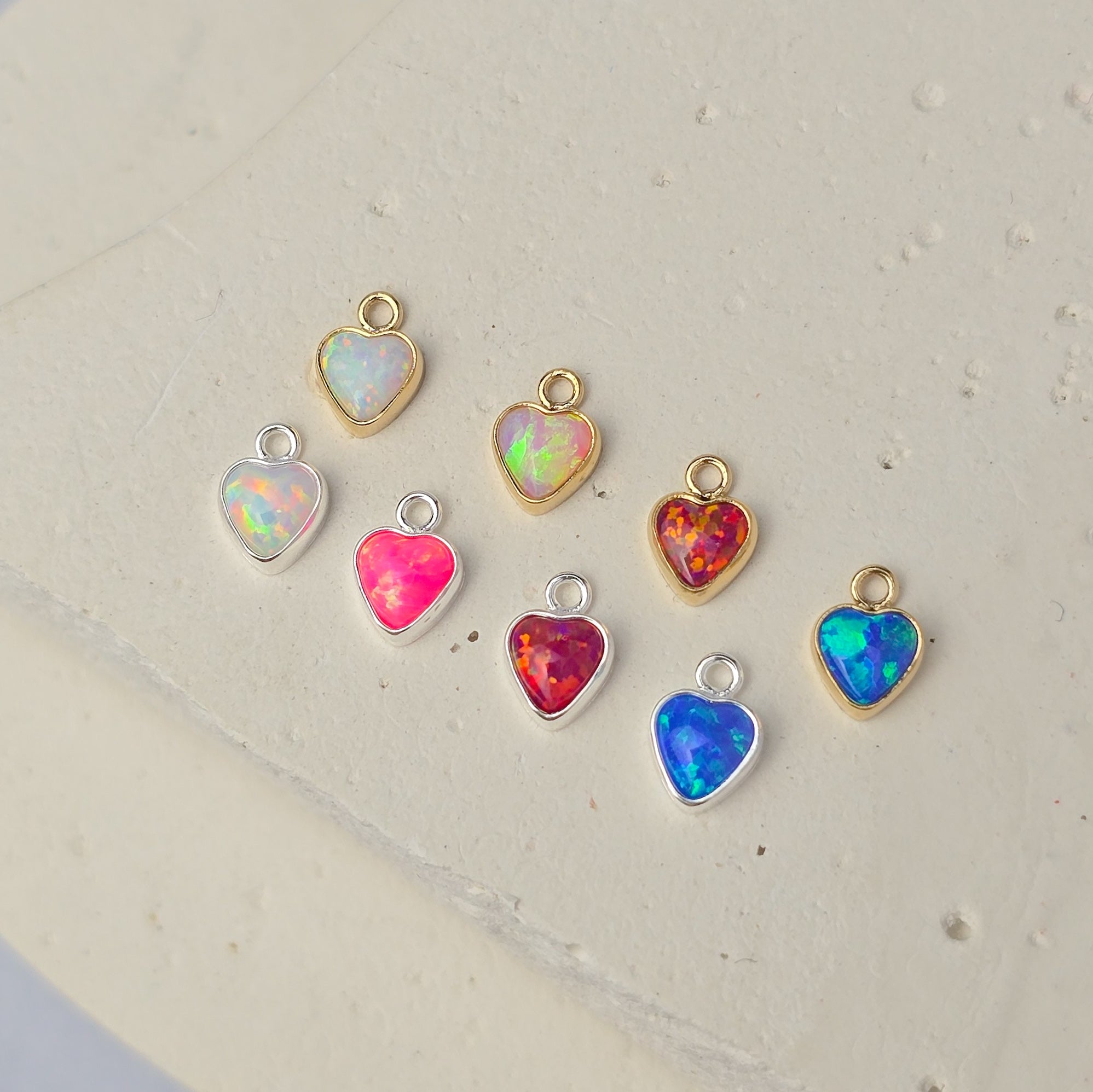 4mm Opal Heart Charm