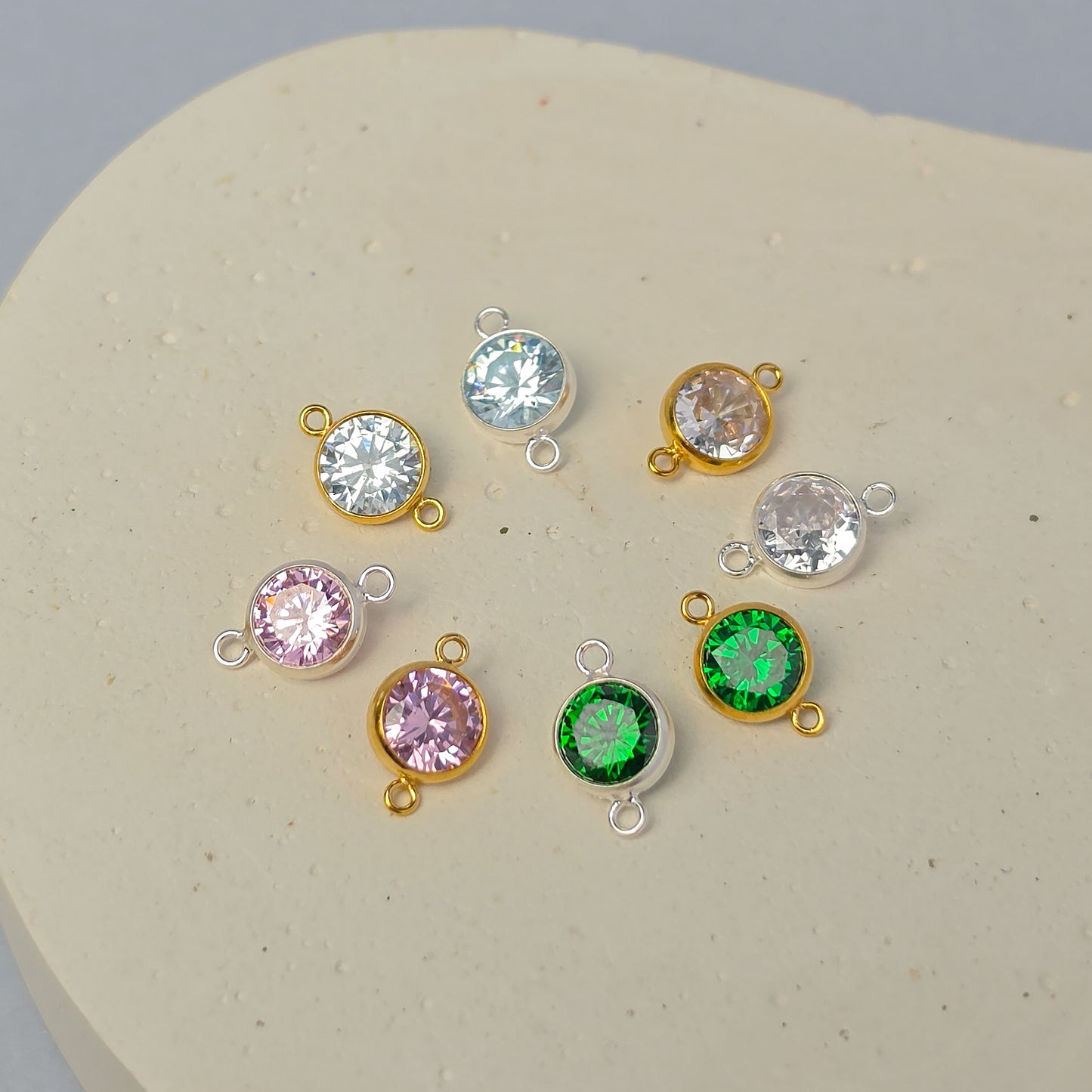 XL 6mm Round Birthstone Connector Charm