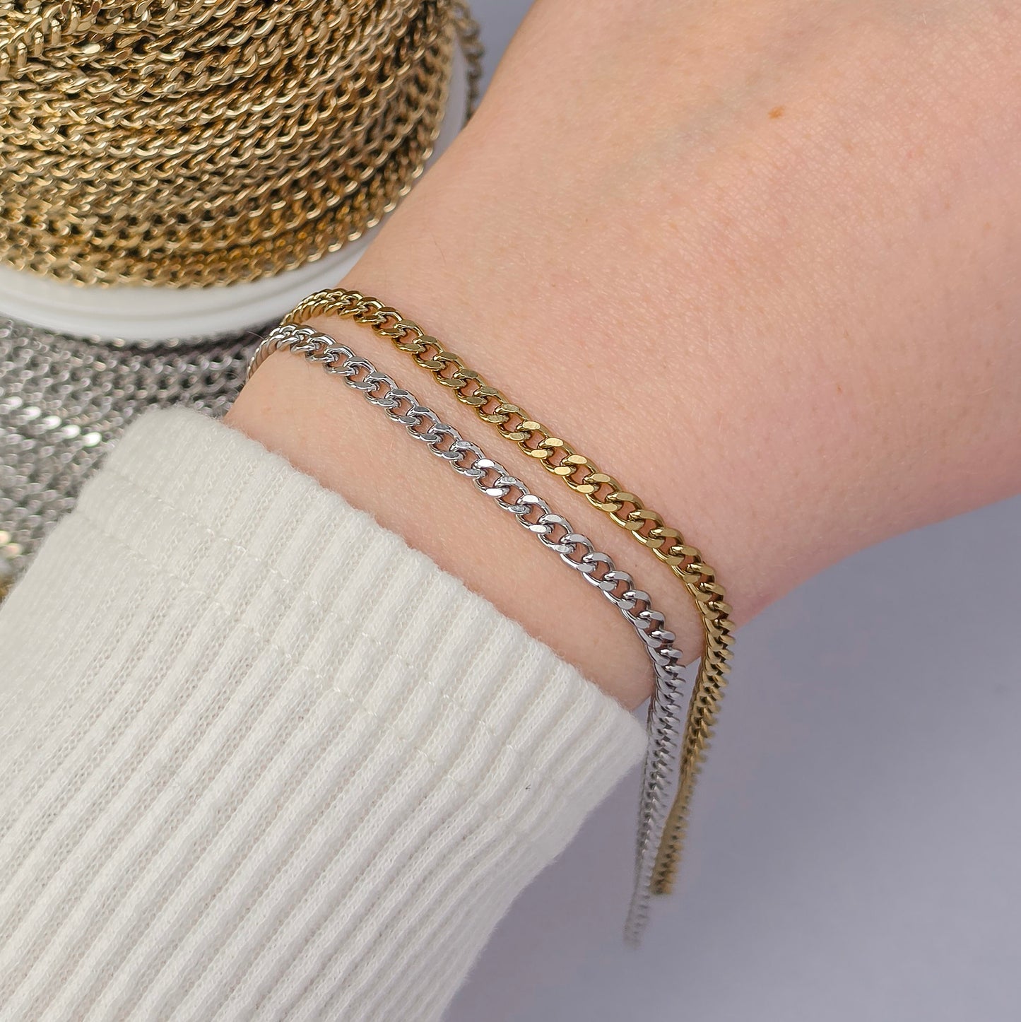 3.7mm PVD Stainless Steel Cuban Curb Chain