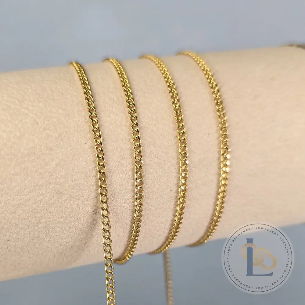 2mm Cuban Curb Chain - 14K Gold Filled & 925 Sterling Silver 14K Gold Filled / 1 Meter