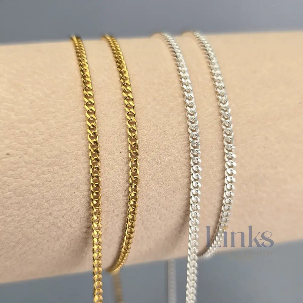 2mm Cuban Curb Chain - 14K Gold Filled & 925 Sterling Silver