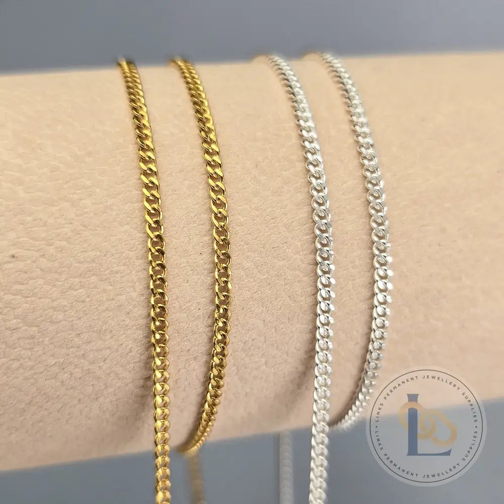 2mm Cuban Curb Chain - 14K Gold Filled & 925 Sterling Silver