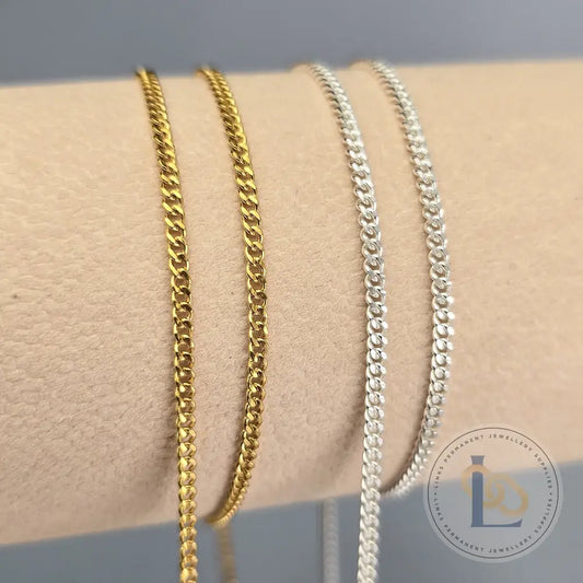 2mm Cuban Curb Chain - 14K Gold Filled & 925 Sterling Silver