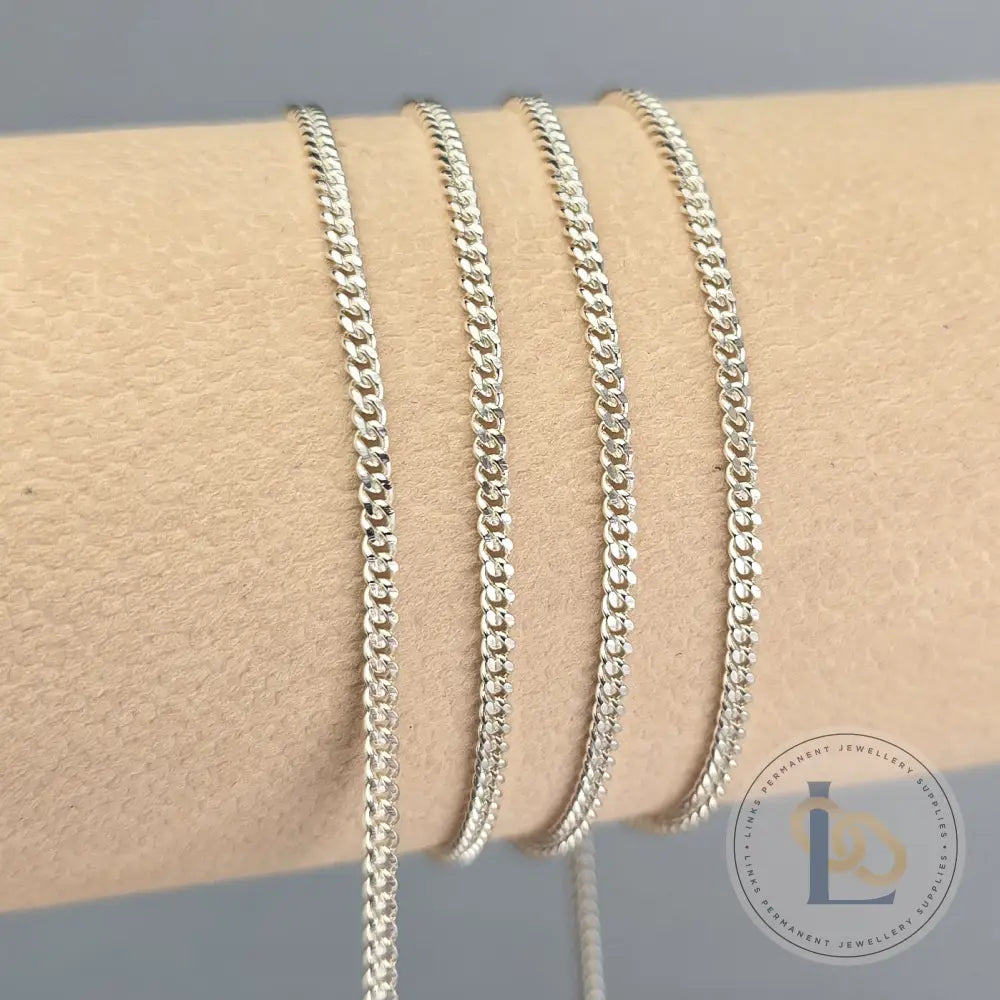 2mm Cuban Curb Chain - 14K Gold Filled & 925 Sterling Silver 925 Sterling Silver / 1 Meter