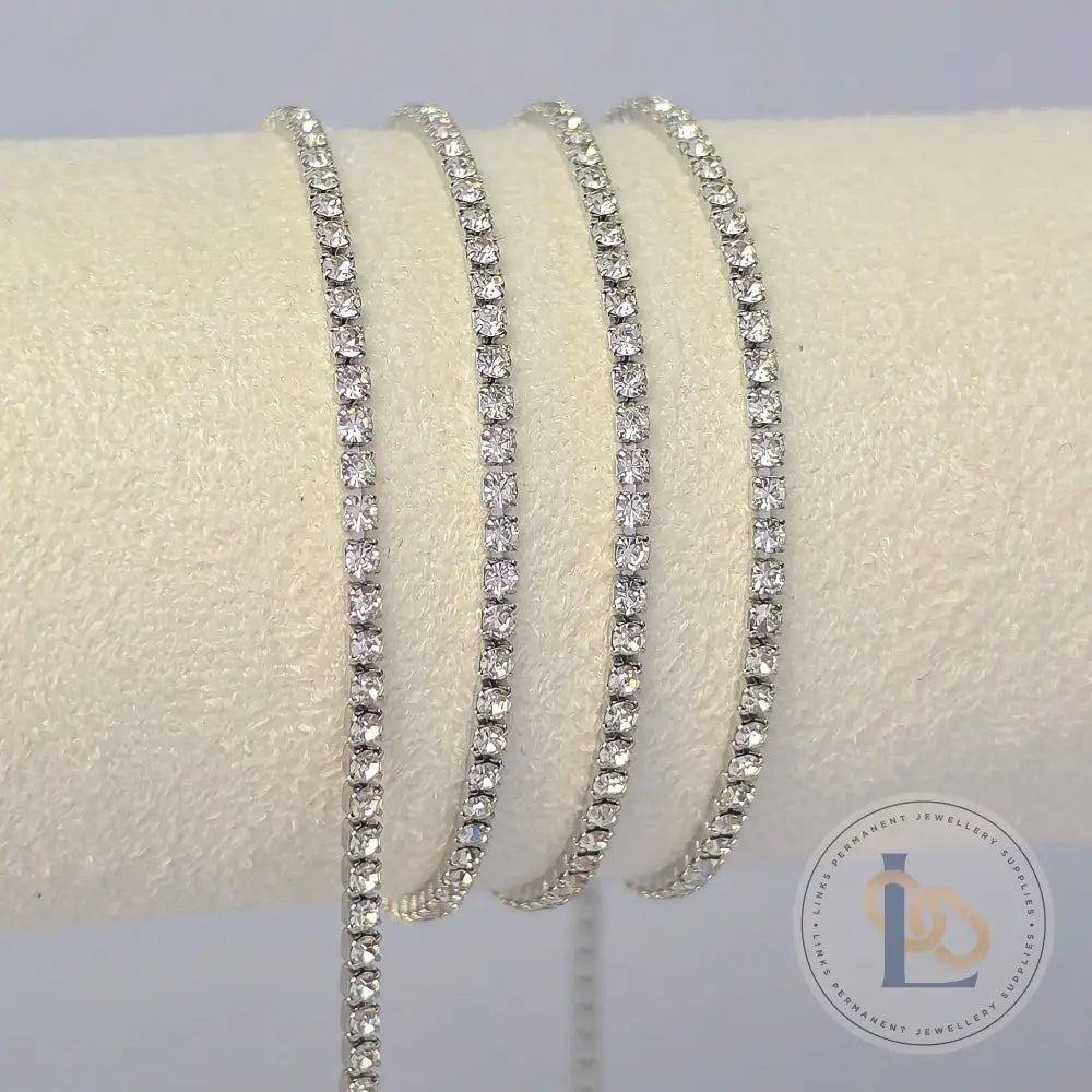 2mm PVD Stainless Steel Tennis Chain - Stainless Steel / 1 Meter