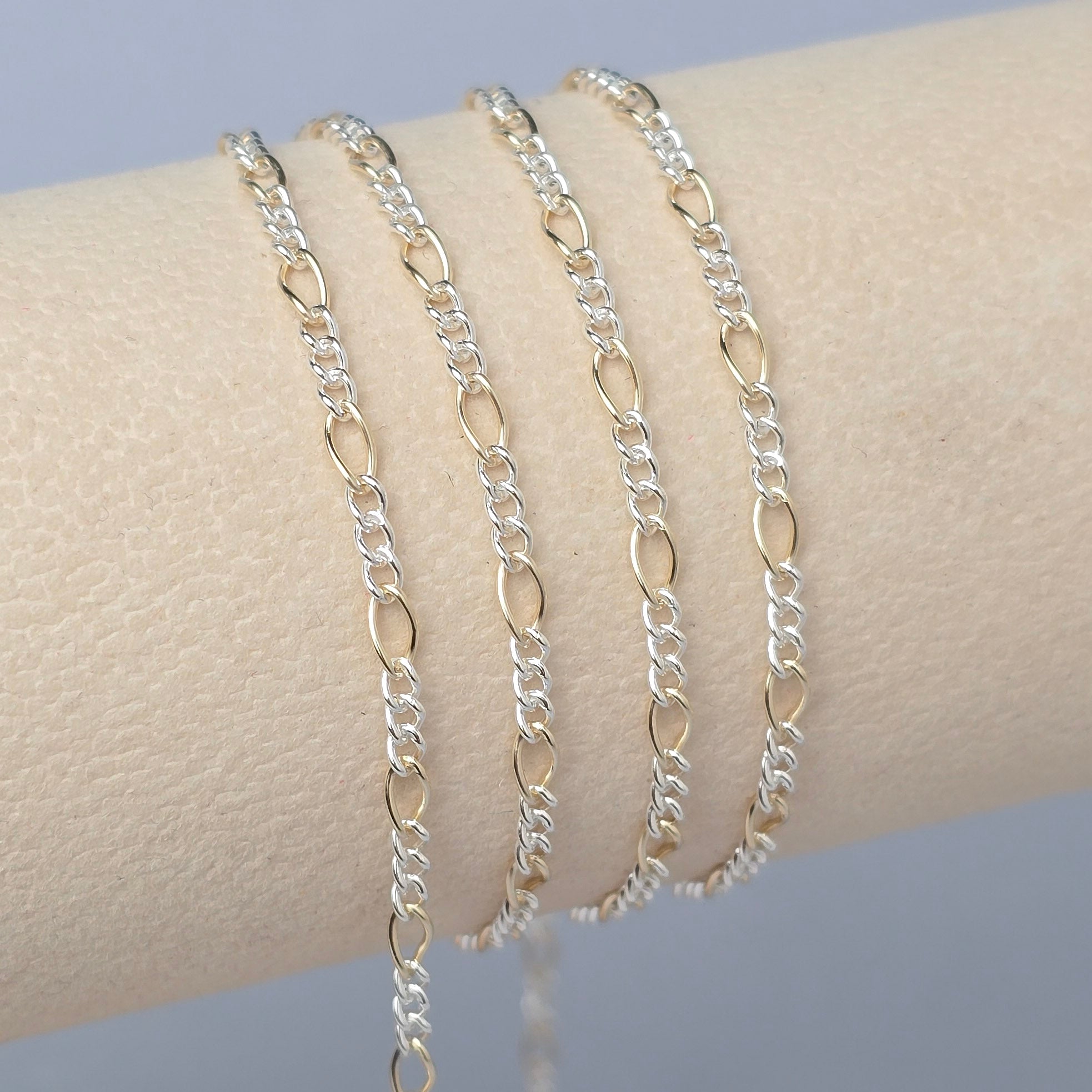 2.7mm Mixed Metal Figaro Chain