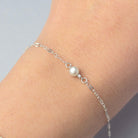 Sterling Silver Round Pearl Connector with Tiny CZ Stone Charms