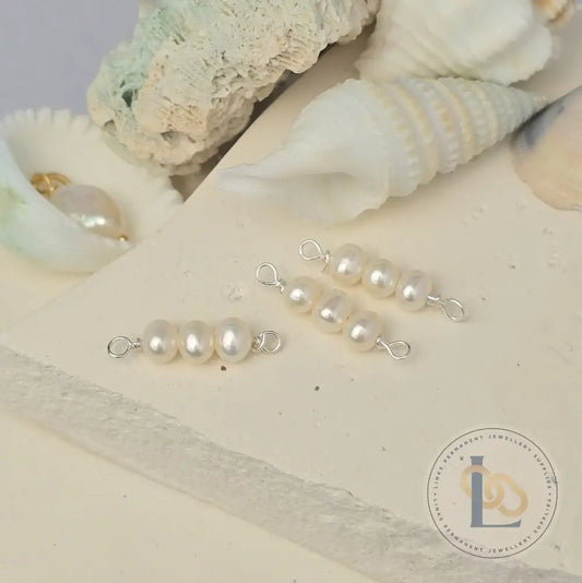 3 Freshwater Rice Pearl Connector Charm