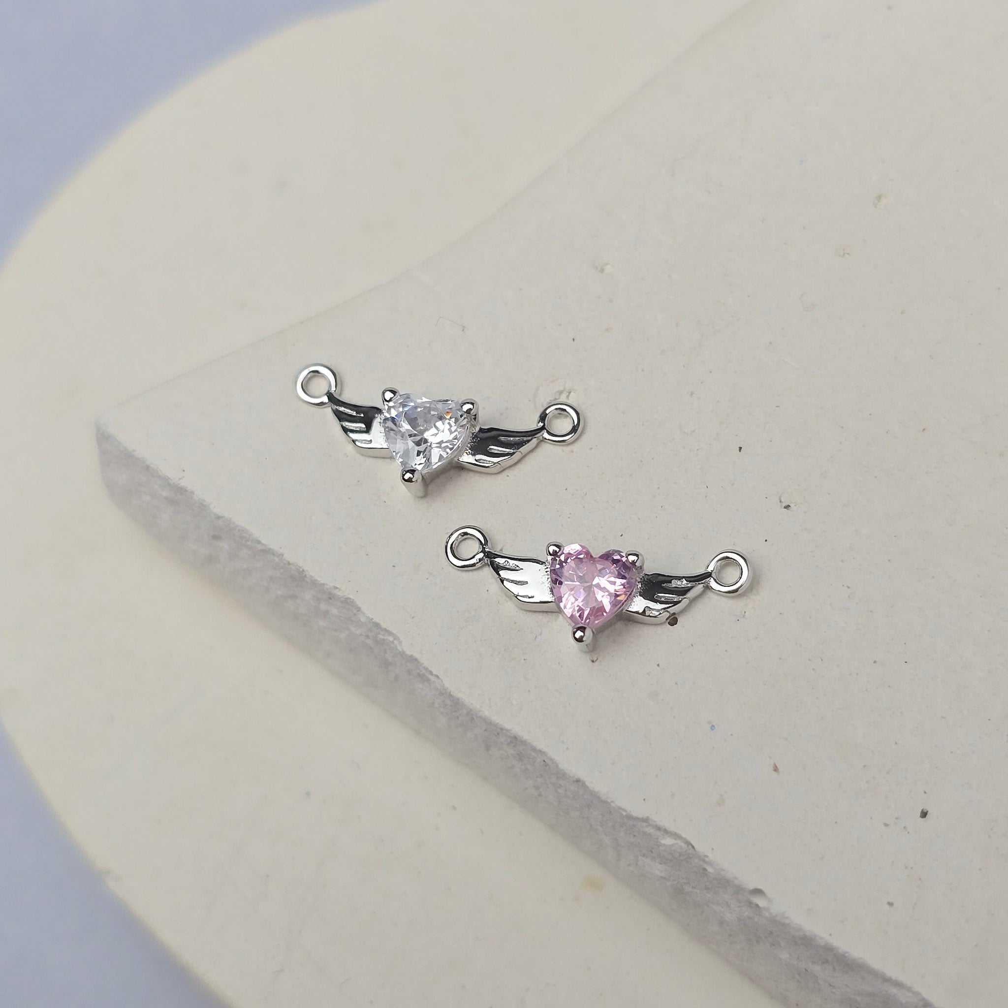 Sterling Silver Angel Wings & Heart Connector
