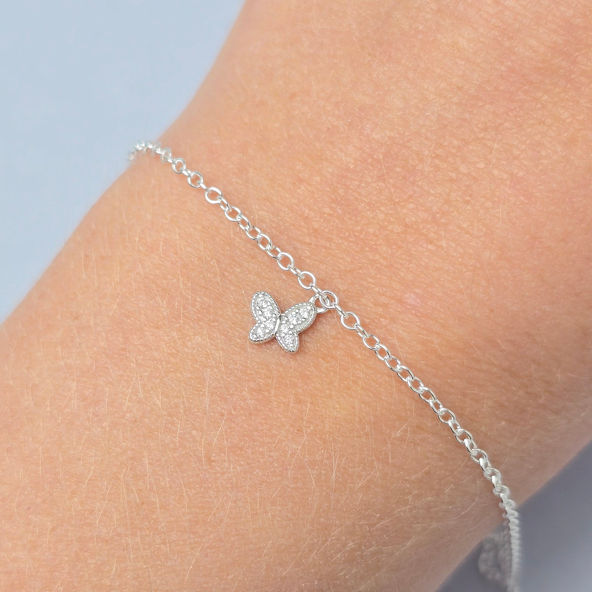Sterling Silver Cubic Zirconia Dainty Butterfly