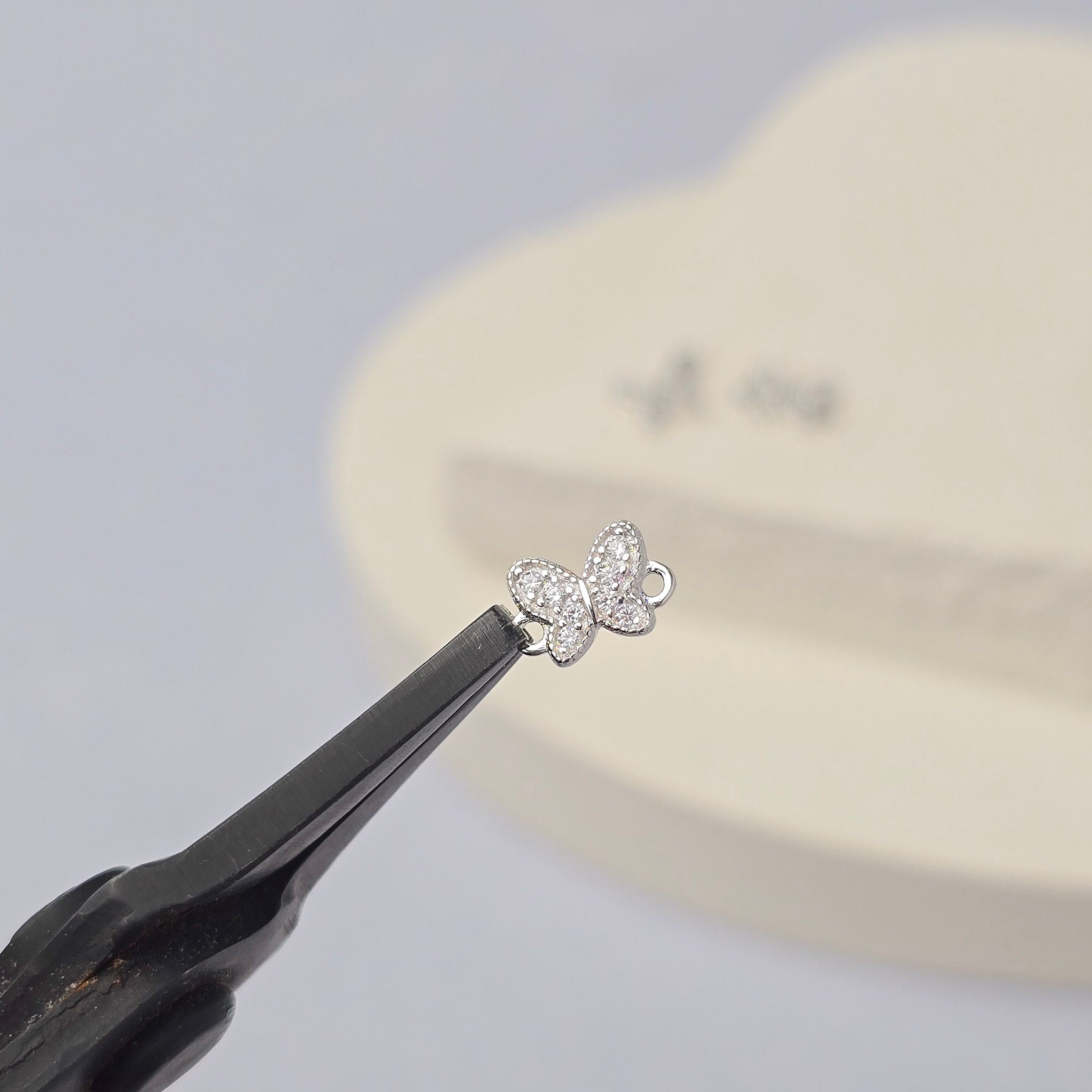 Sterling Silver Cubic Zirconia Dainty Butterfly Connector