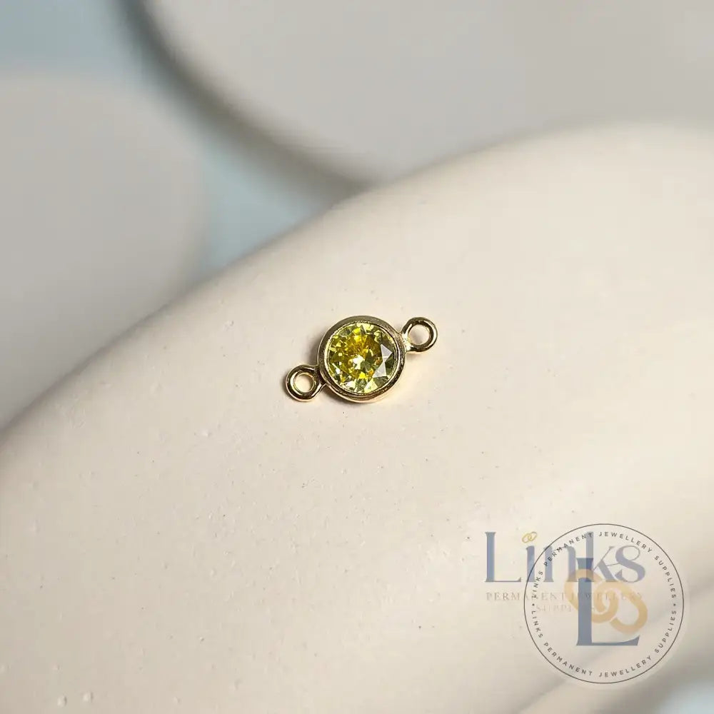 4mm Gold Filled Birthstone Connector Charm - Links Permanent Jewellery Supplies