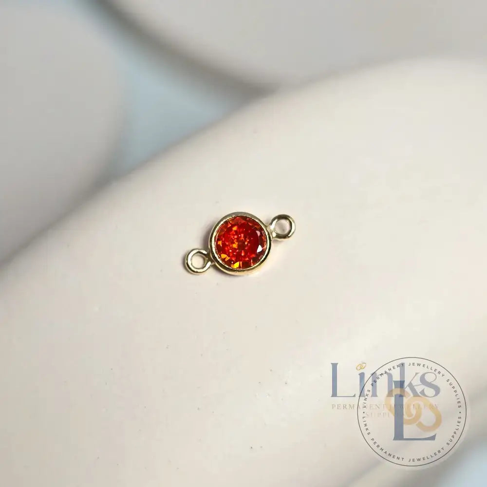 4mm Gold Filled Birthstone Connector Charm - Links Permanent Jewellery Supplies