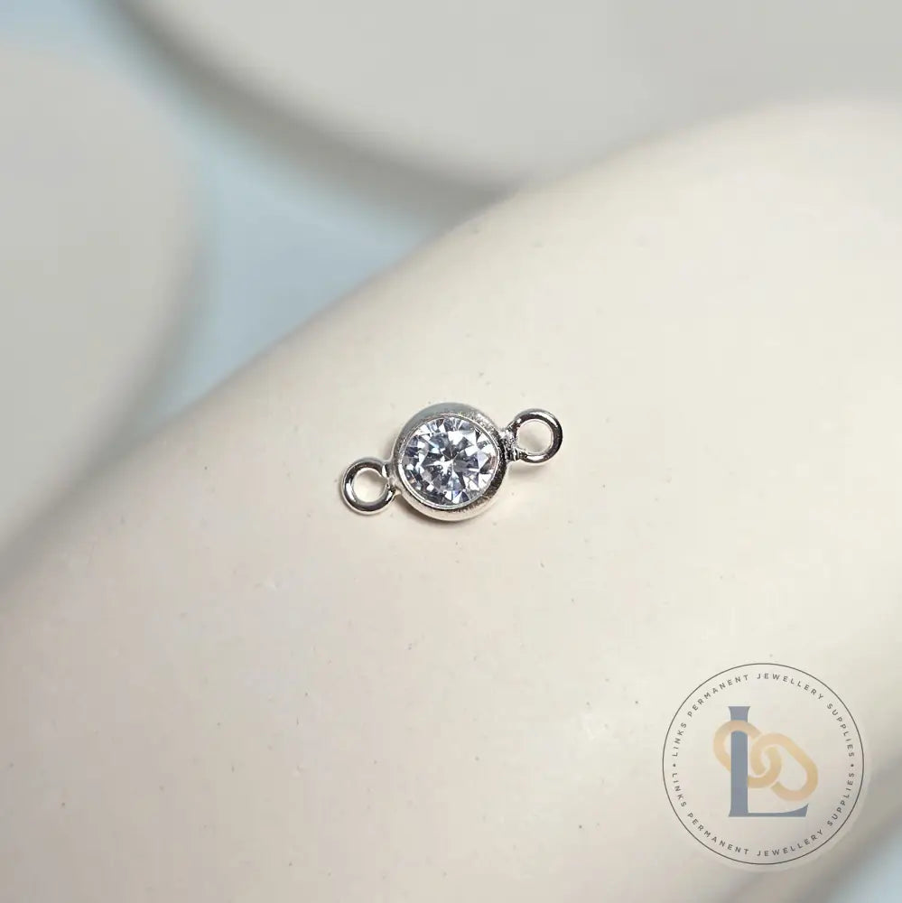 4mm Sterling Silver Birthstone Connector Charm - Links Permanent Jewellery Supplies