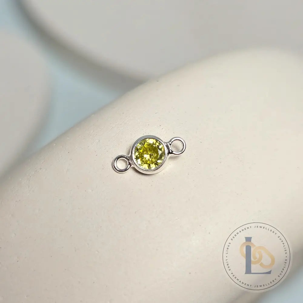 4mm Sterling Silver Birthstone Connector Charm - Links Permanent Jewellery Supplies