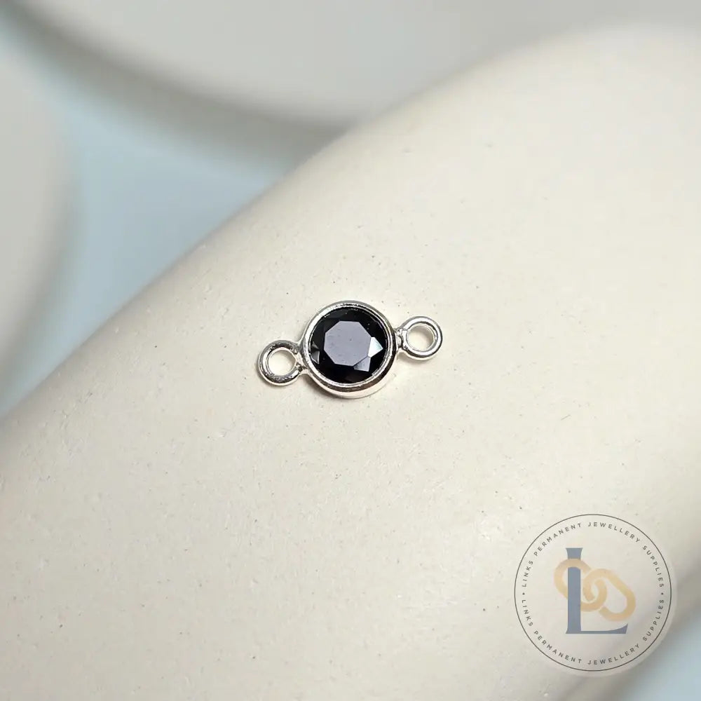 4mm Sterling Silver Birthstone Connector Charm - Links Permanent Jewellery Supplies