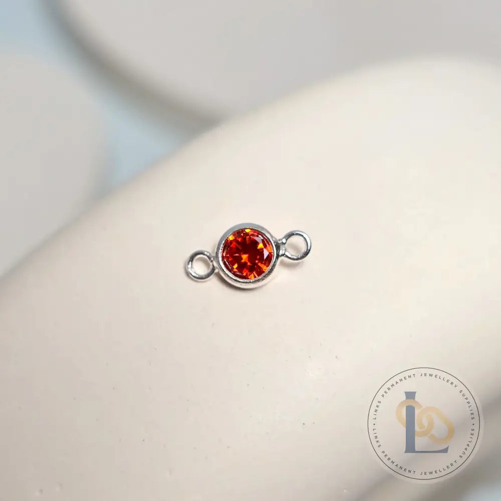 4mm Sterling Silver Birthstone Connector Charm - Links Permanent Jewellery Supplies