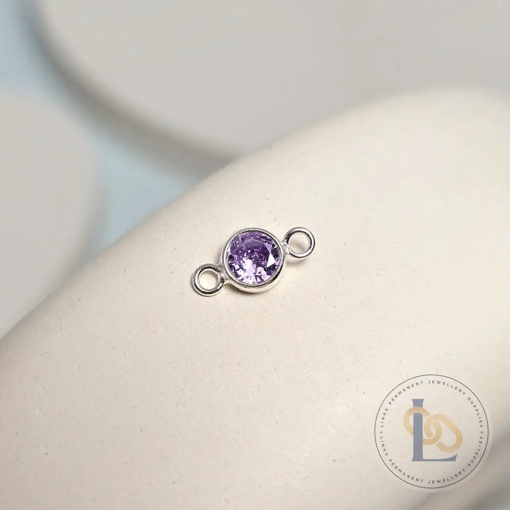 4mm Sterling Silver Birthstone Connector Charm - Links Permanent Jewellery Supplies
