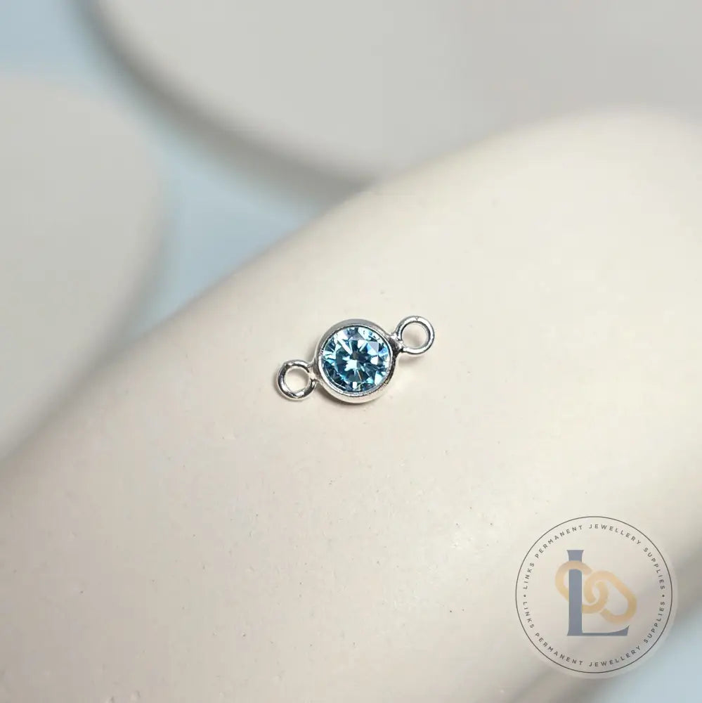 4mm Sterling Silver Birthstone Connector Charm - Links Permanent Jewellery Supplies