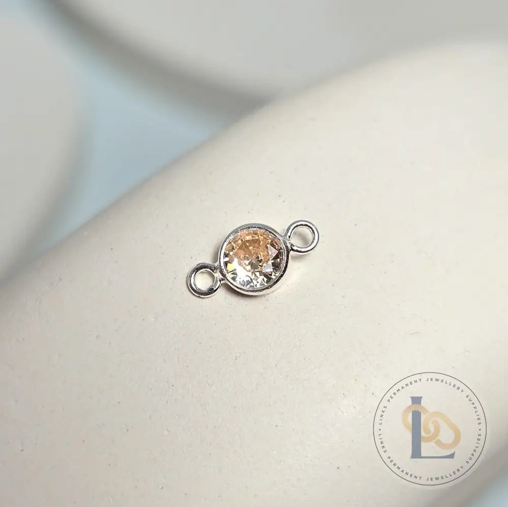 4mm Sterling Silver Birthstone Connector Charm - Links Permanent Jewellery Supplies