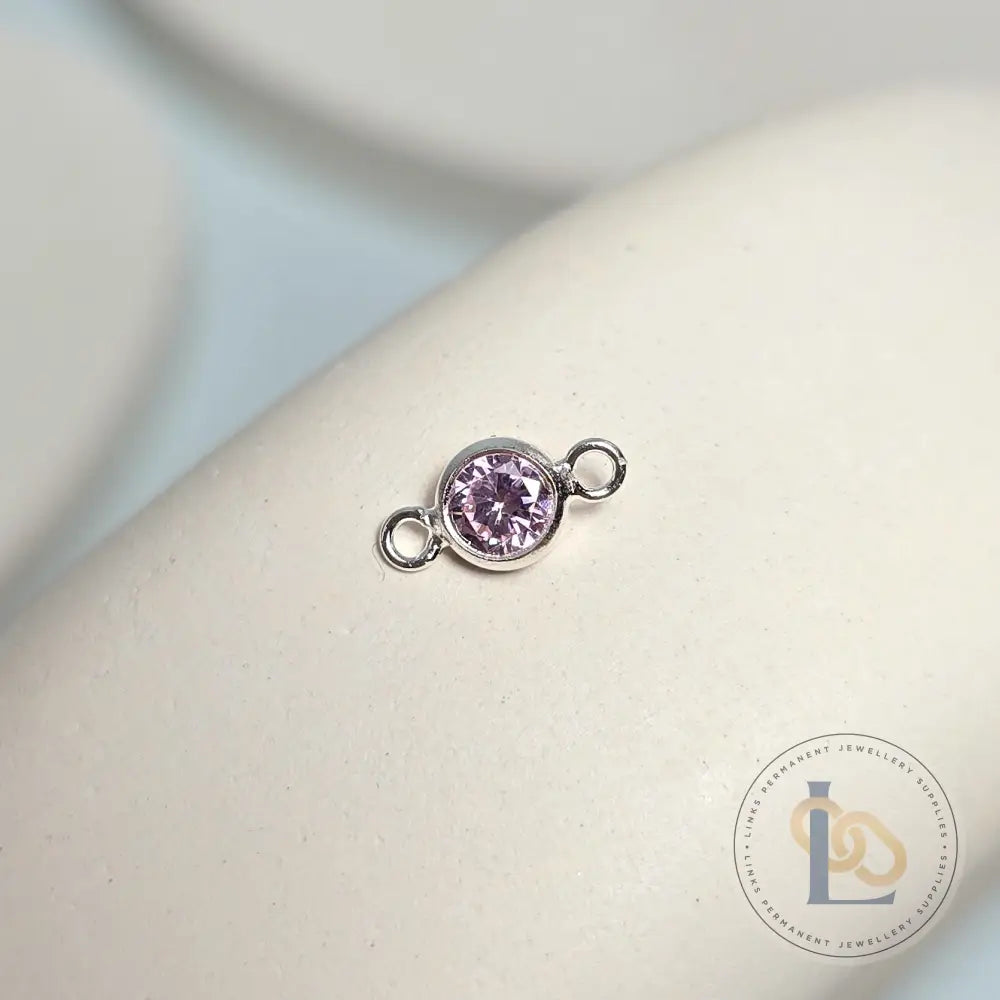 4mm Sterling Silver Birthstone Connector Charm - Links Permanent Jewellery Supplies