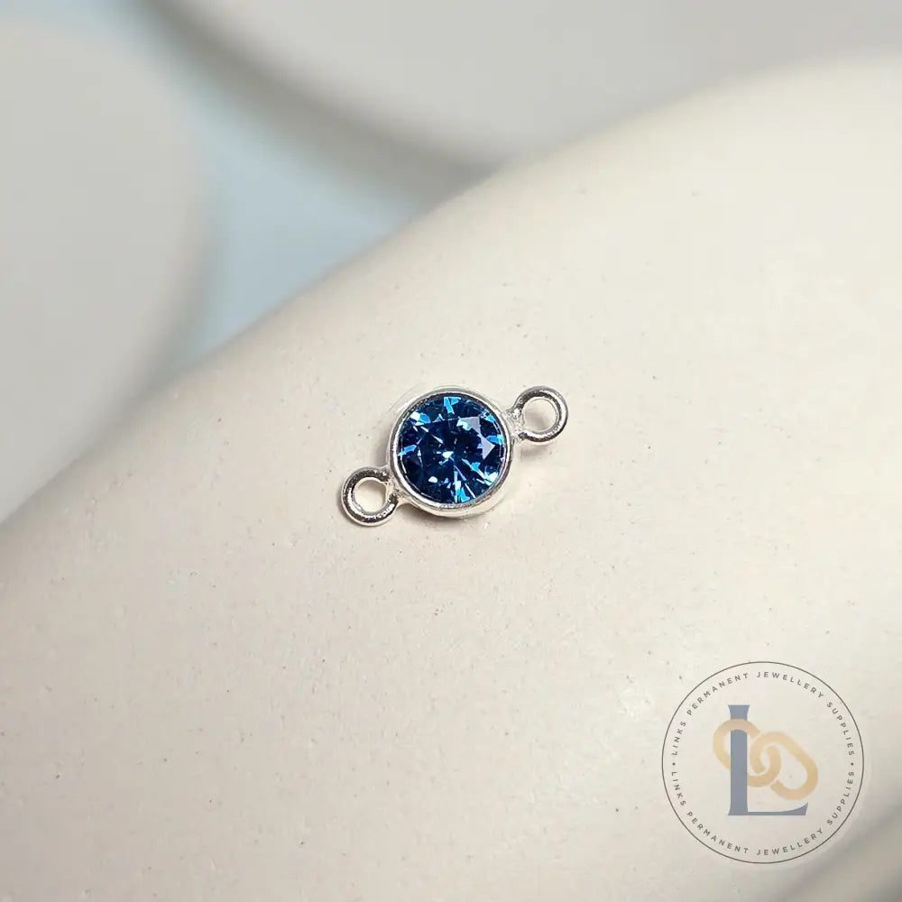 4mm Sterling Silver Birthstone Connector Charm - Links Permanent Jewellery Supplies