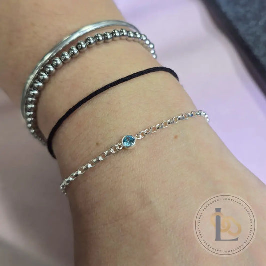 4mm Sterling Silver Birthstone Connector Charm - Links Permanent Jewellery Supplies