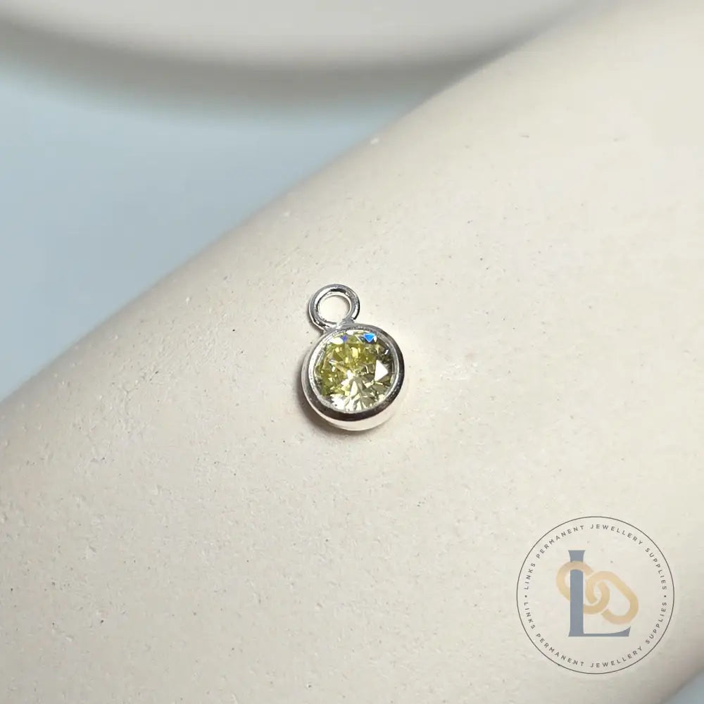 4mm Sterling Silver Birthstone Pendant Charm - Links Permanent Jewellery Supplies