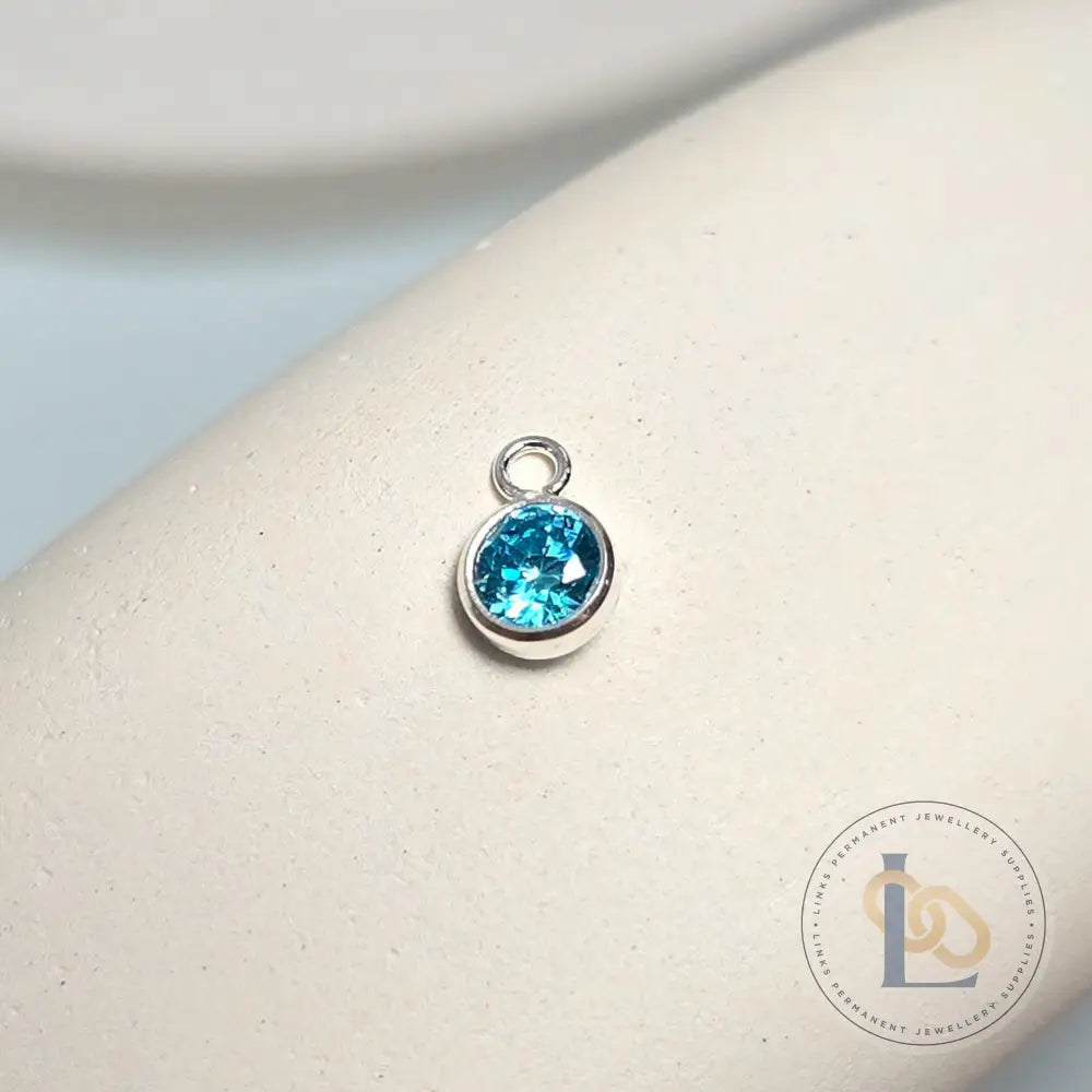 4mm Sterling Silver Birthstone Pendant Charm - Links Permanent Jewellery Supplies