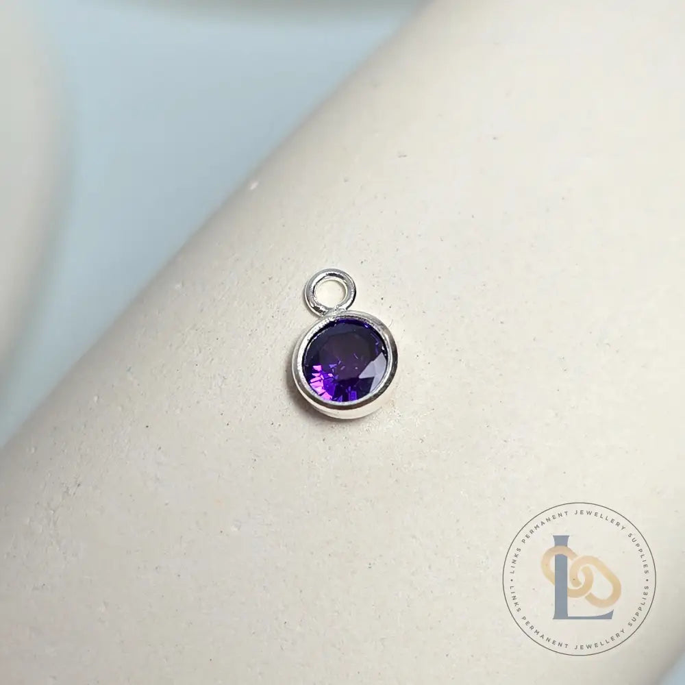 4mm Sterling Silver Birthstone Pendant Charm - Links Permanent Jewellery Supplies