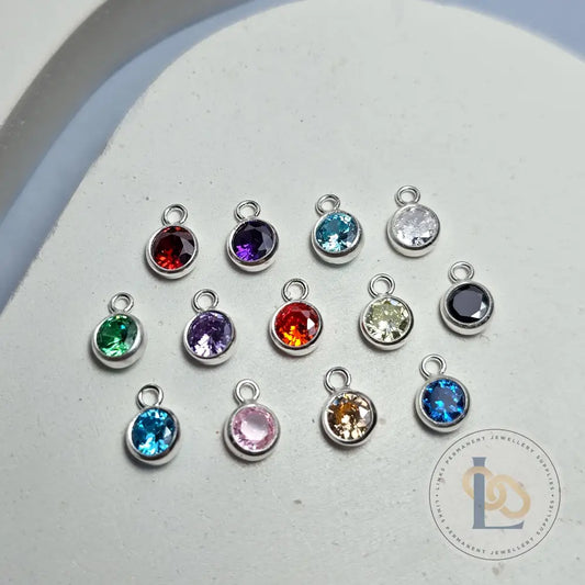 4Mm Sterling Silver Birthstone Pendant Charm Full Set Of 13 Charms