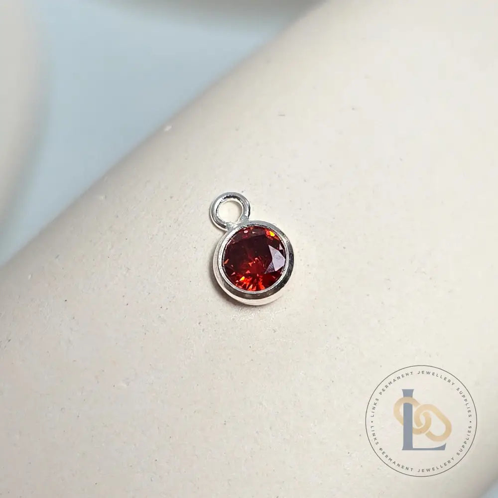 4mm Sterling Silver Birthstone Pendant Charm - Links Permanent Jewellery Supplies