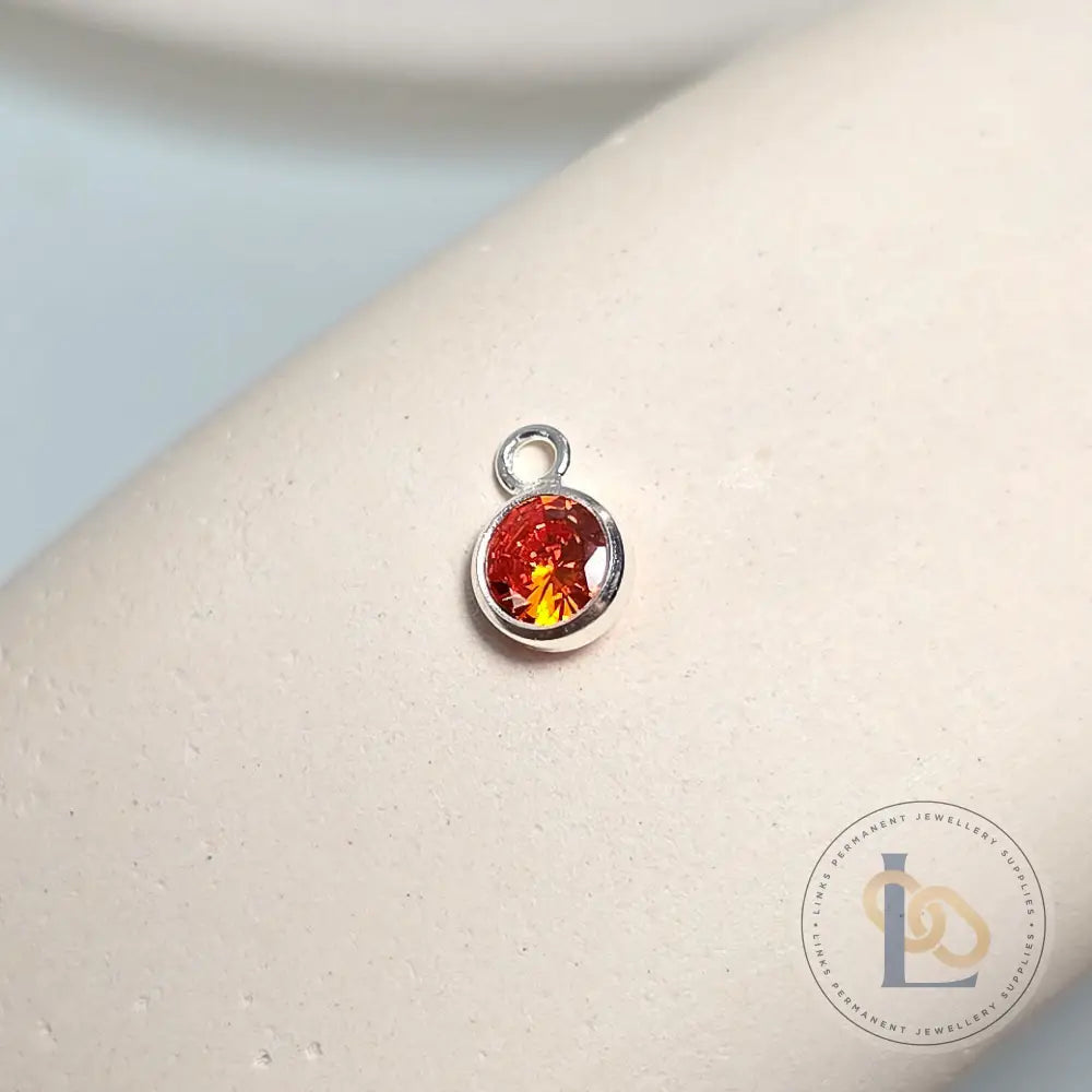 4mm Sterling Silver Birthstone Pendant Charm - Links Permanent Jewellery Supplies