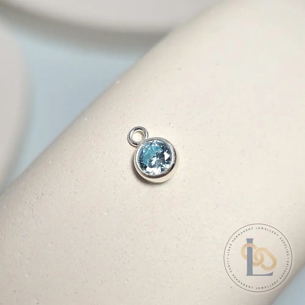 4mm Sterling Silver Birthstone Pendant Charm - Links Permanent Jewellery Supplies