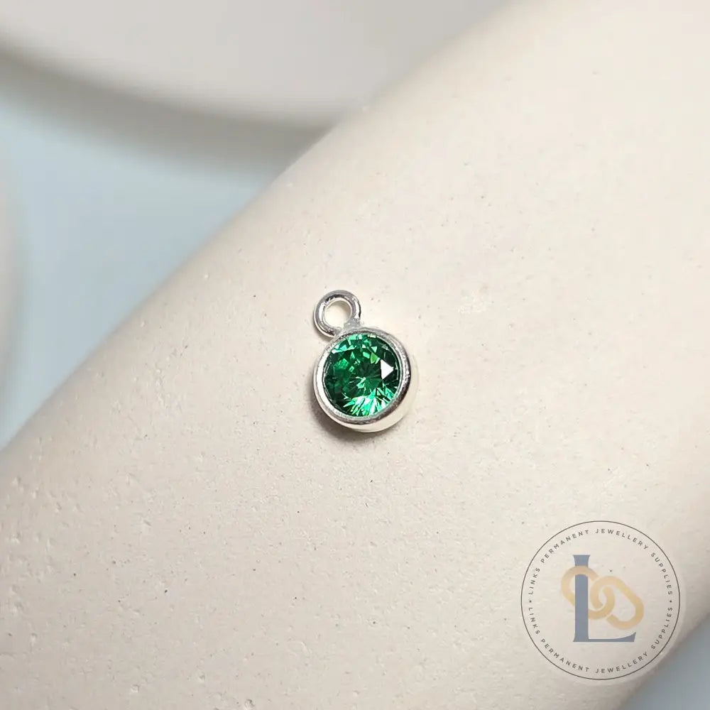 4mm Sterling Silver Birthstone Pendant Charm - Links Permanent Jewellery Supplies