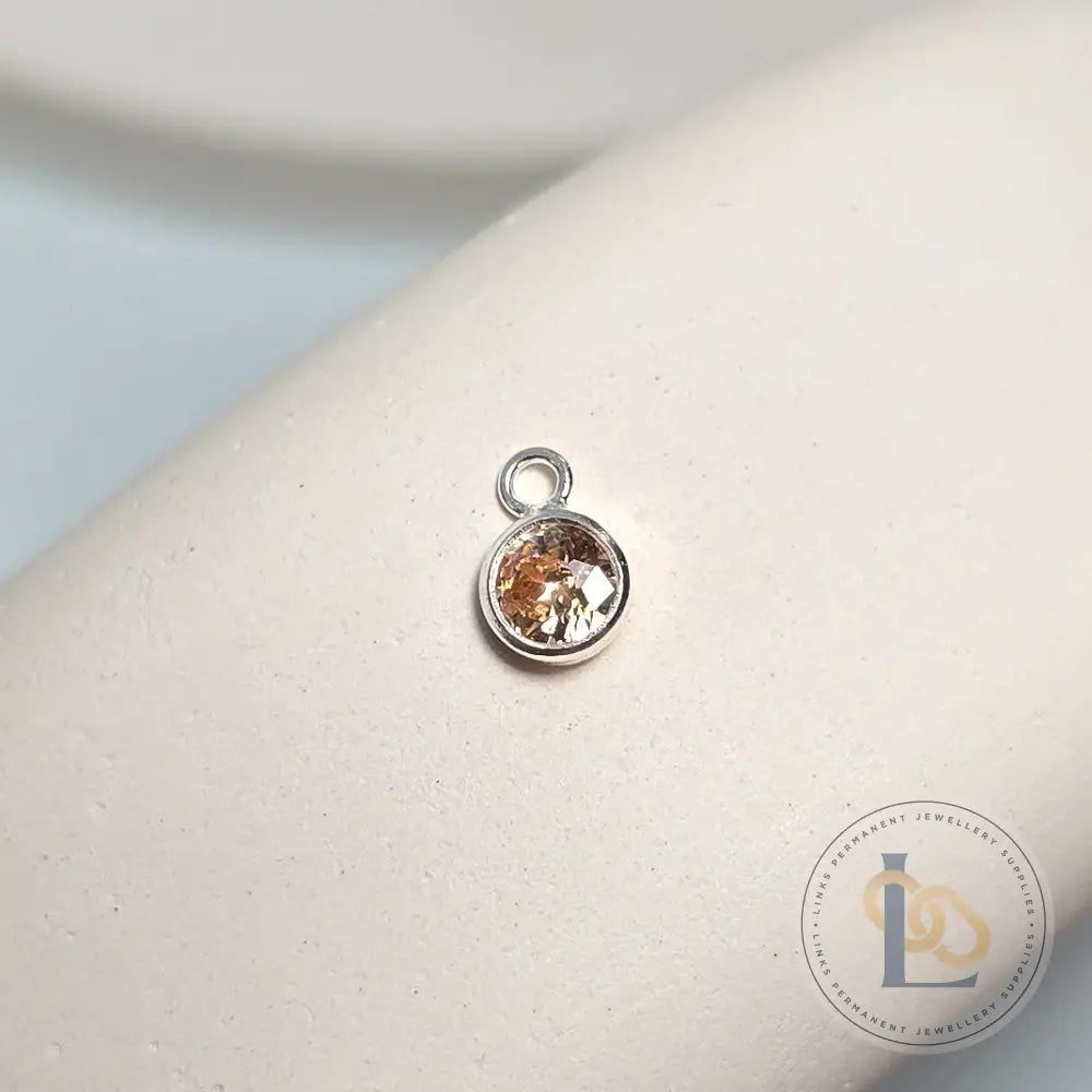 4mm Sterling Silver Birthstone Pendant Charm - Links Permanent Jewellery Supplies