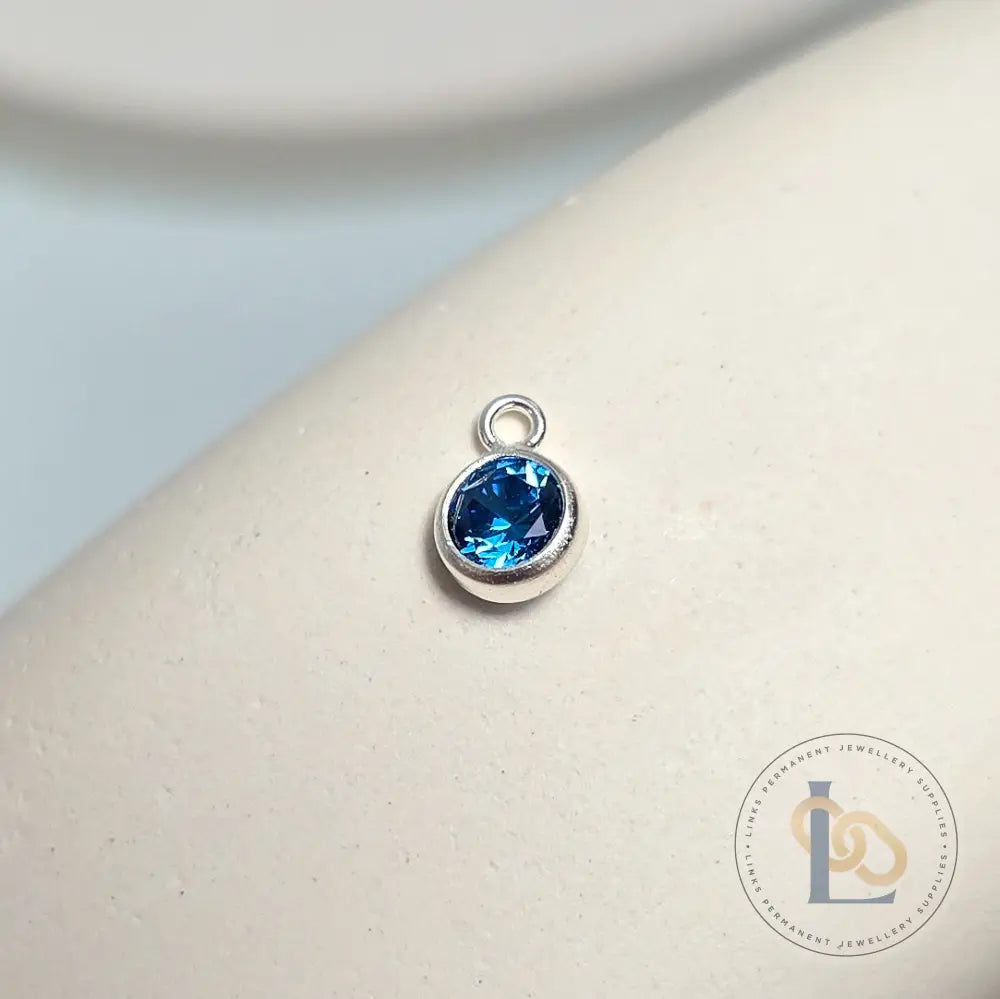 4mm Sterling Silver Birthstone Pendant Charm - Links Permanent Jewellery Supplies