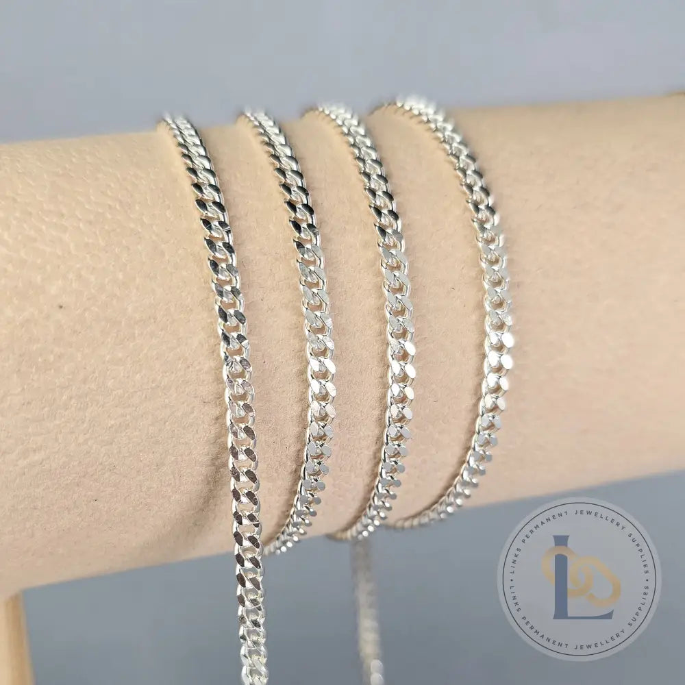 3mm 925 Sterling Silver Cuban Curb Chain 1 meter