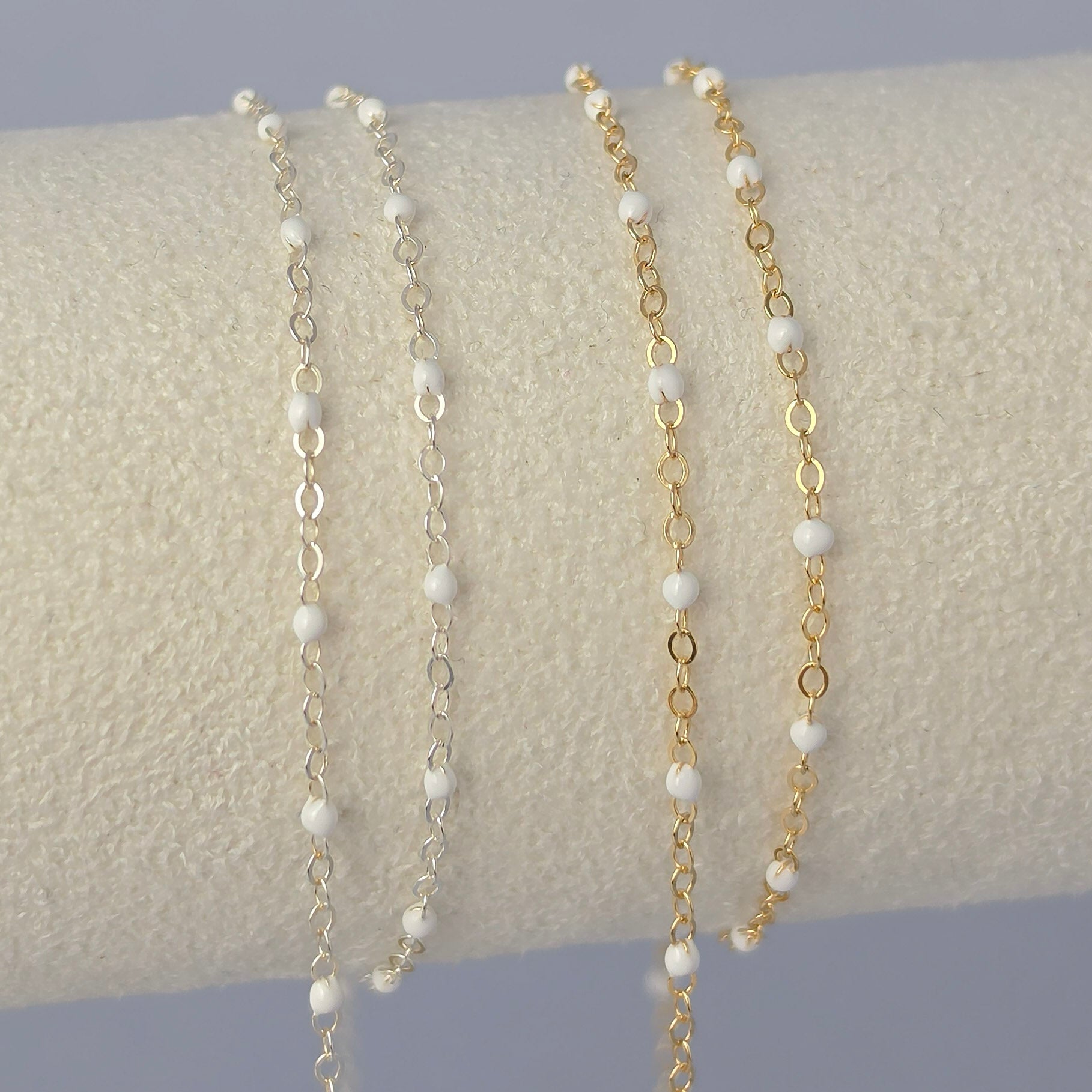 1.7mm White Enamel Flat Cable Chain