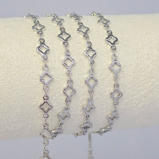 PVD Stainless Steel White Enamel Clover Chain