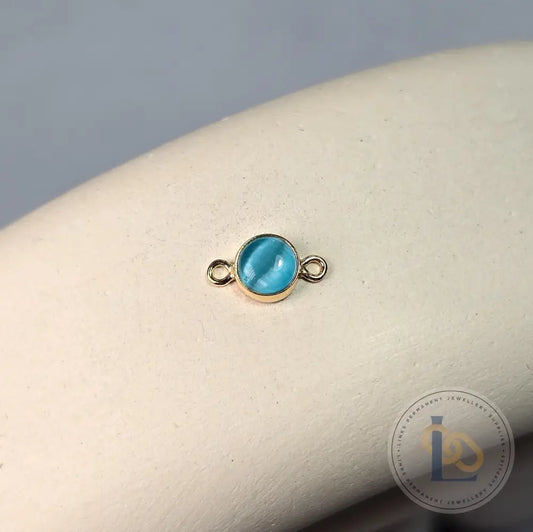 4Mm Blue Cat’s Eye Connector Charm 14K Gold Filled