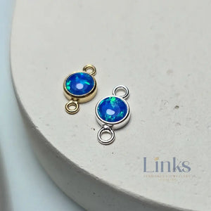 4mm Blue Opal Connector Charm - Links Permanent Jewellery Supplies